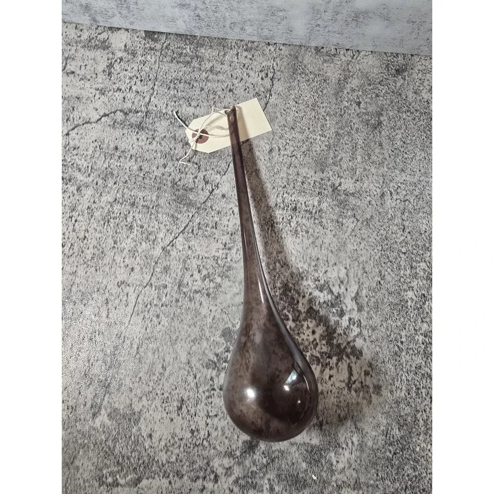 Jim Marvin Christmas Translucent Gray Blown Glass Long Teardrop Ornament 9